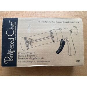 The Pampered Chef 1525 Cookie Press with 16 Discs - White